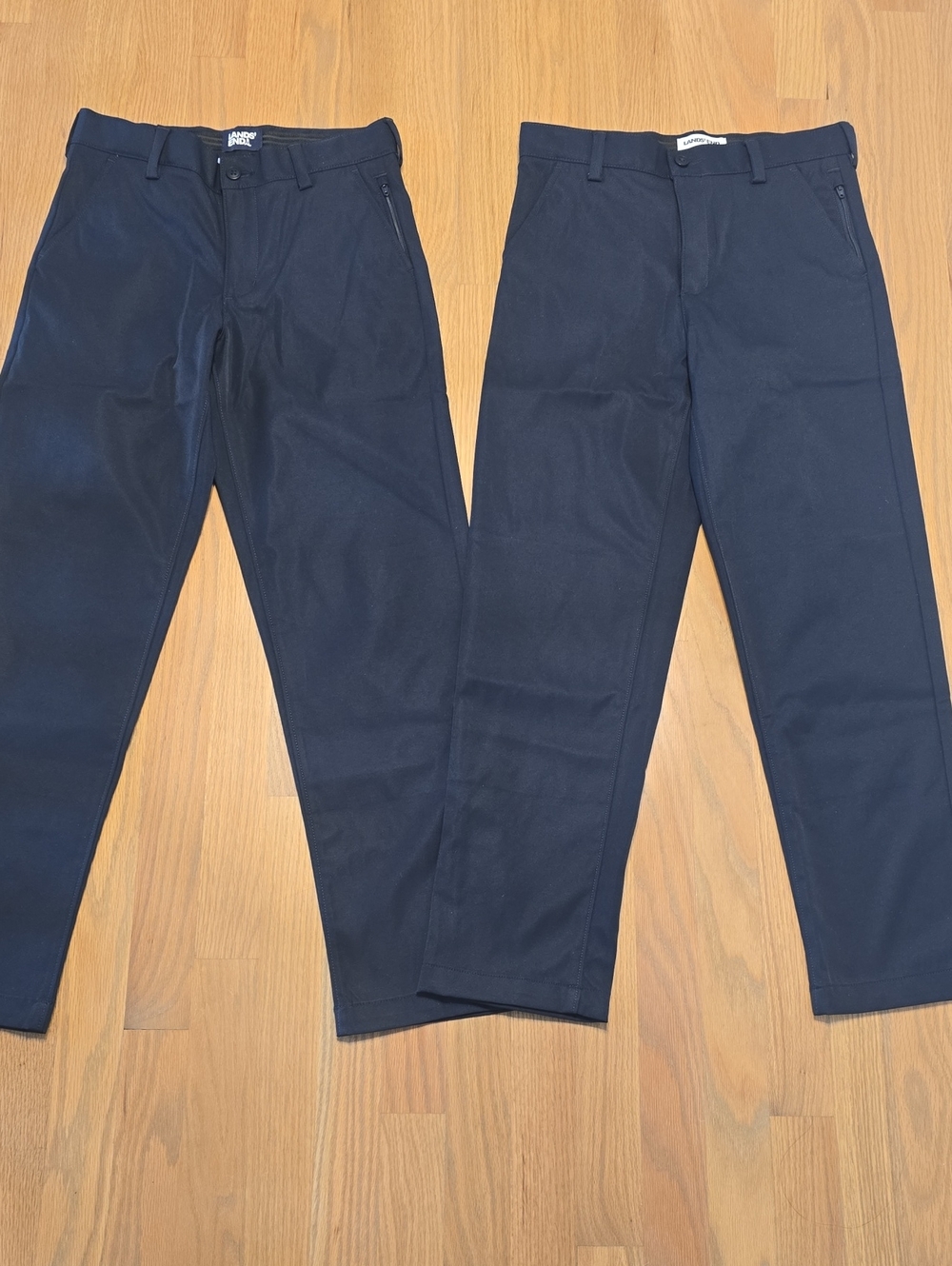 2 Land’s End Sz 12 School Uniform Boy Iron Knee Performance Navy Chino Pants